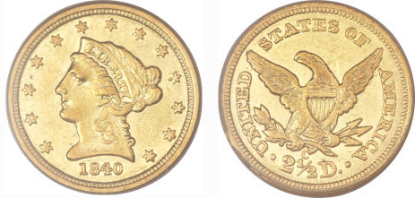 1840c quarter eagle